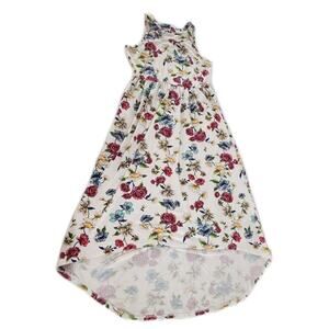 Girls Paper Doll Floral High Low Sleeveless Dress Size 14 White Pink Spring Summ